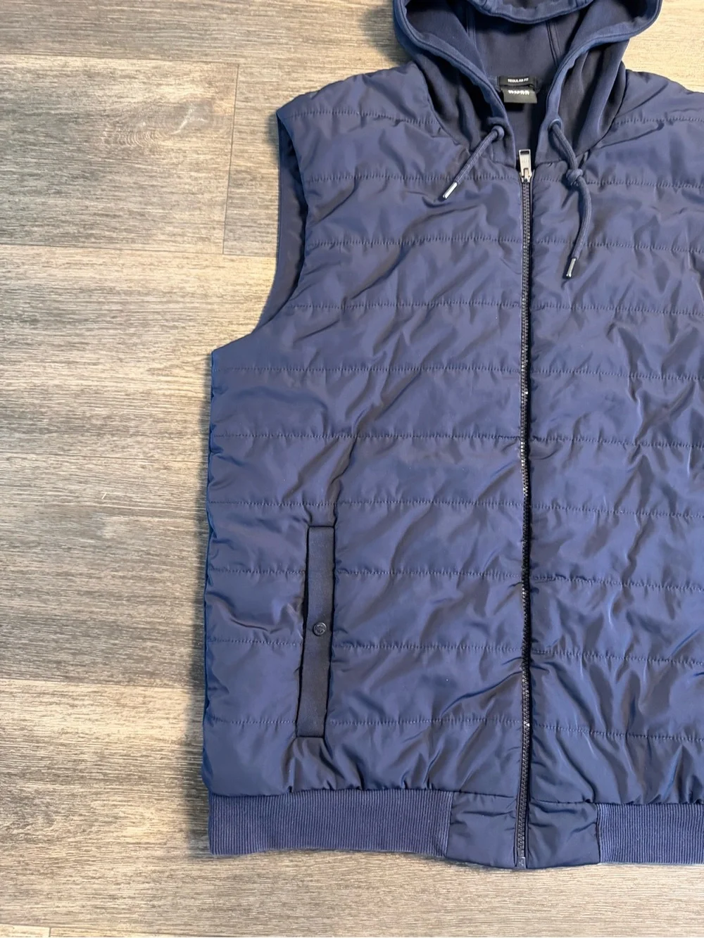 BOSS Navy Quilted Hooded Vest for Men